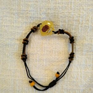 Acrylic Glow in the Dark Beetle Adjustable Cord Bracelet